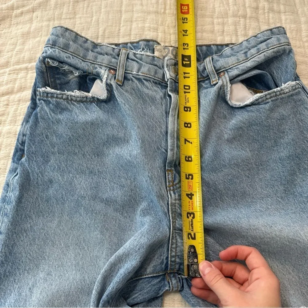 We the Free People Women's Size 29 Blue Wide Leg Jeans Distressed